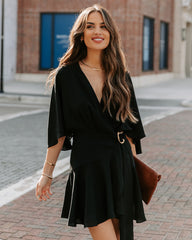 Trending Ruffle Wrap Romper - Black DO+B-001