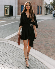 Trending Ruffle Wrap Romper - Black DO+B-001