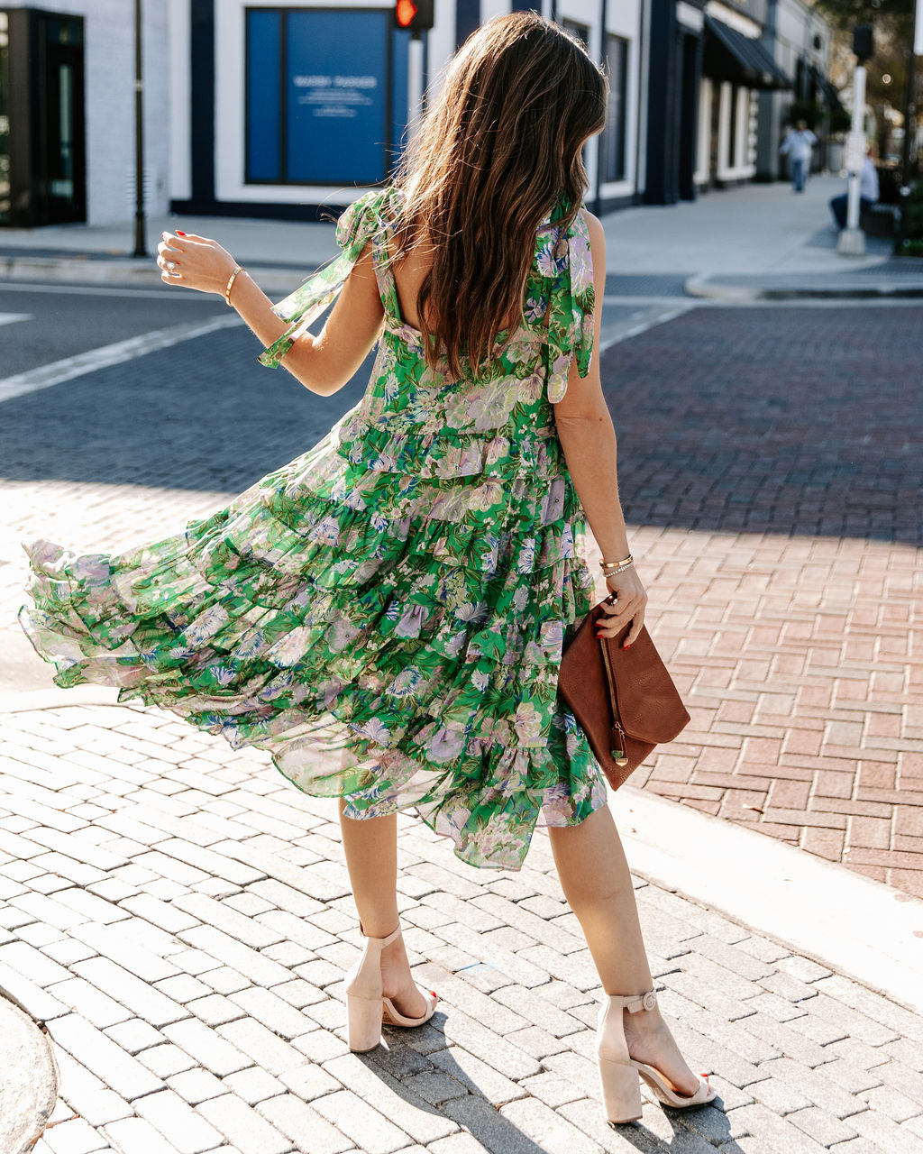 Avisa Floral Ruffle Tiered Tie Strap Dress InsStreet