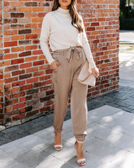 Kensley Pocketed High Rise Trousers - Dark Beige Ins Street