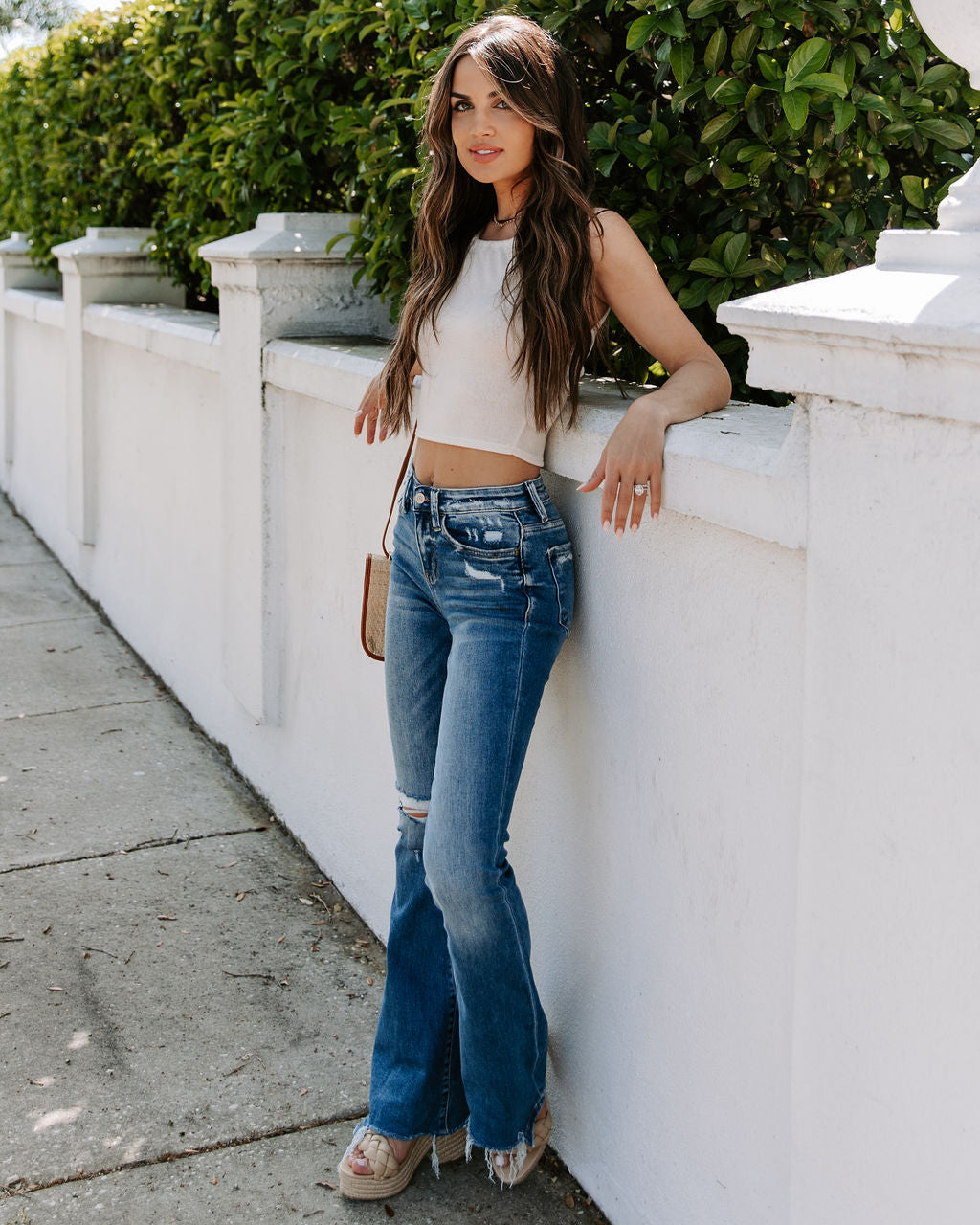 Hanson Knit Halter Crop Top - Cream Ins Street