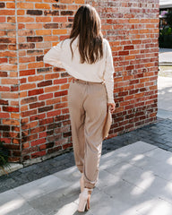 Kensley Pocketed High Rise Trousers - Dark Beige Ins Street