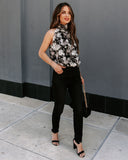 Find A Way Textured Floral Blouse - Black Ins Street