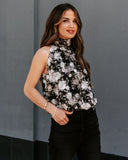 Find A Way Textured Floral Blouse - Black Ins Street