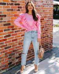 Dianna Ruffle Knit Sweater - Pink Ins Street