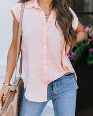 Shyanne Cotton Button Down Top - Peach Ins Street