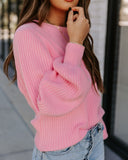 Ozzy Cotton Blend Balloon Sleeve Sweater - Light Pink Ins Street