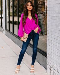 Work Life Balance V-Neck Blouse - Orchid Ins Street