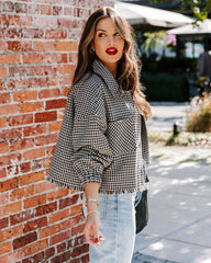 Shiloh Frayed Houndstooth Shacket Ins Street