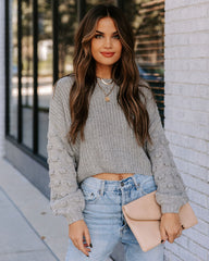 Full Of Cheer Cropped Knit Sweater - Grey Ins Street