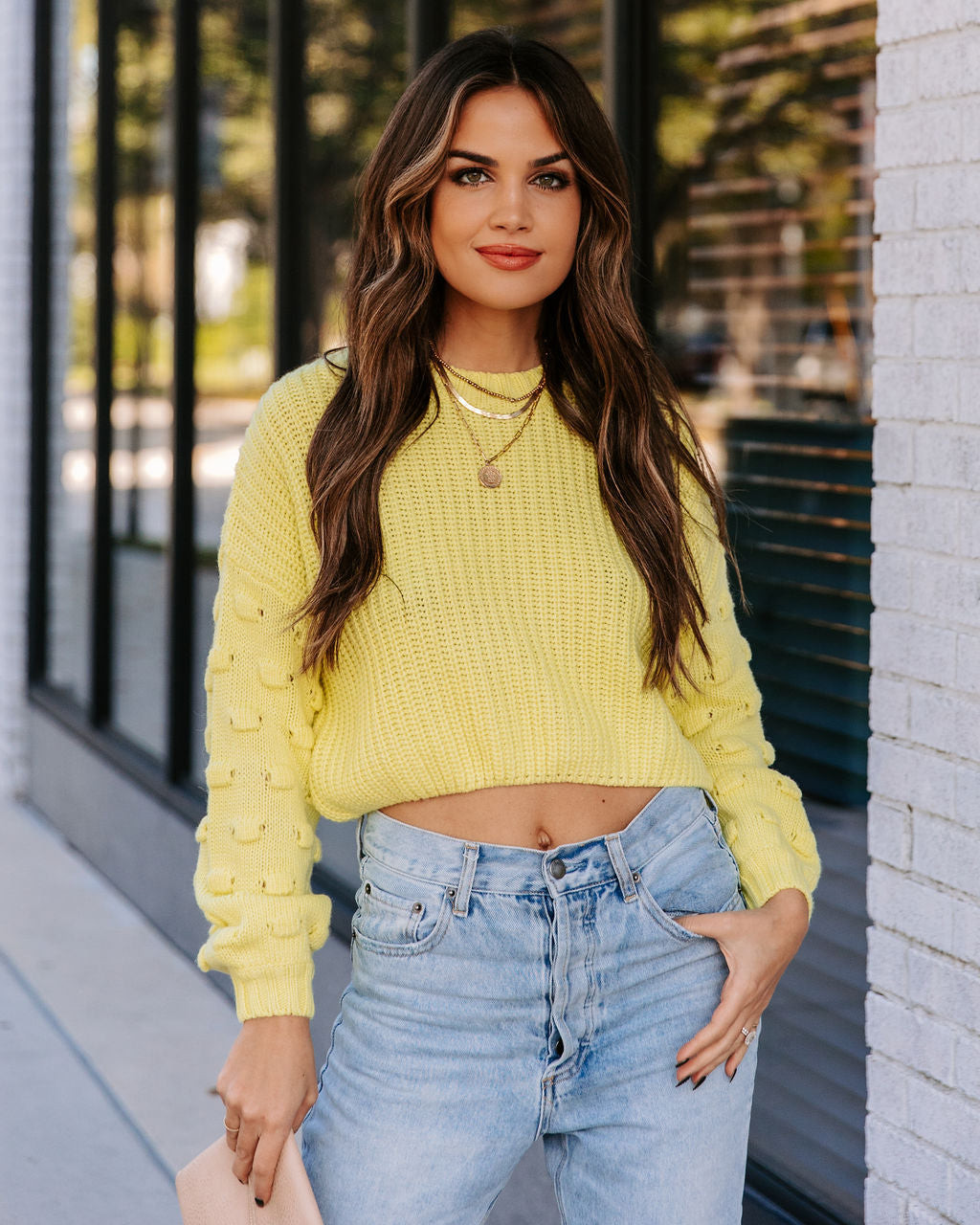 Full Of Cheer Cropped Knit Sweater - Lemon Ins Street