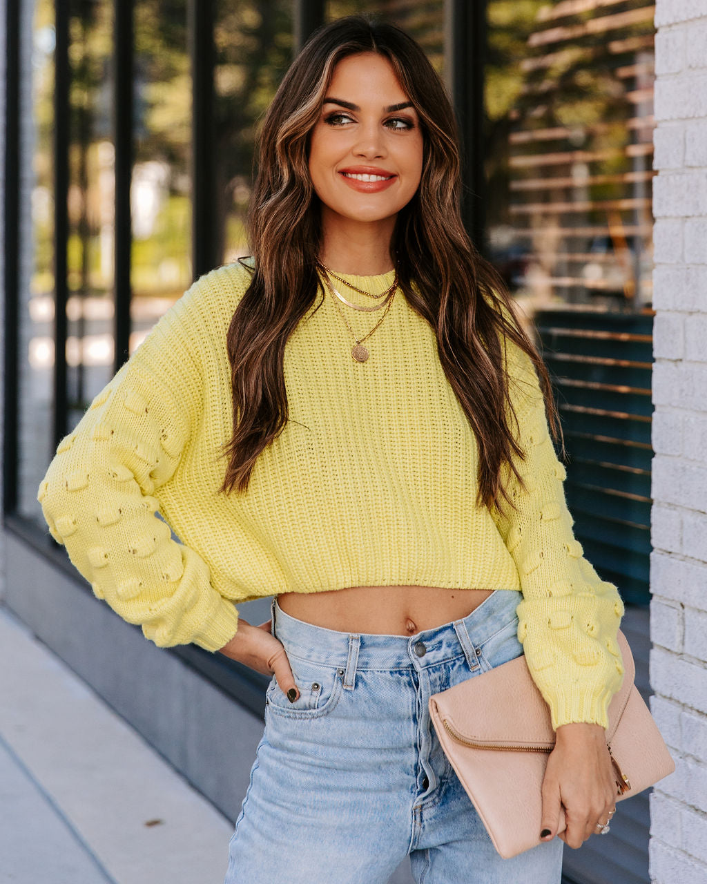 Full Of Cheer Cropped Knit Sweater - Lemon Ins Street