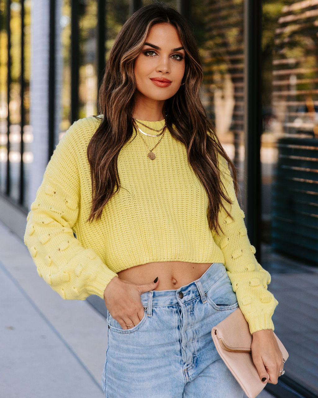 Full Of Cheer Cropped Knit Sweater - Lemon Ins Street