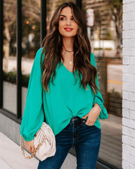 Work Life Balance V-Neck Blouse - Jade Ins Street