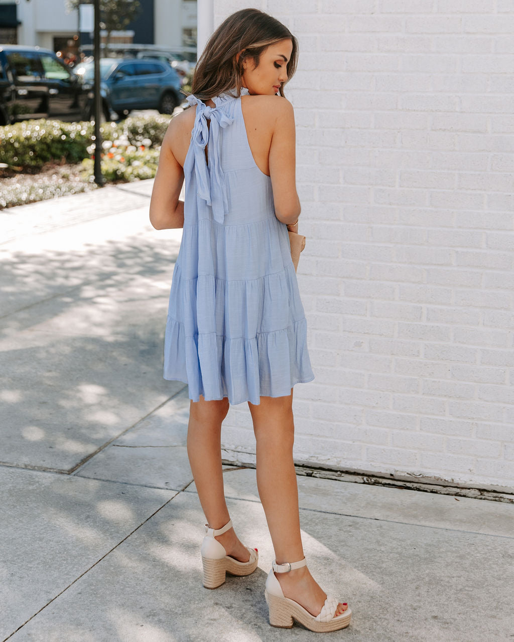 Brenley Pocketed Tiered Babydoll Dress - Baby Blue Ins Street