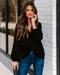 Work Life Balance V-Neck Blouse - Black Ins Street