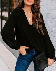 Work Life Balance V-Neck Blouse - Black Ins Street