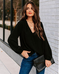 Work Life Balance V-Neck Blouse - Black Ins Street