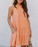 Brenley Pocketed Tiered Babydoll Dress - Peach Ins Street