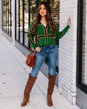 Tennessee Plaid Button Front Crop Cardigan - Green - FINAL SALE LUSH-001