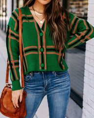 Tennessee Plaid Button Front Crop Cardigan - Green - FINAL SALE LUSH-001