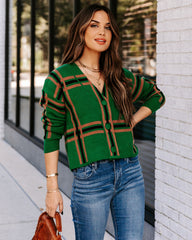 Tennessee Plaid Button Front Crop Cardigan - Green - FINAL SALE LUSH-001