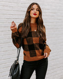 Kalen Gingham Knit Sweater - Camel Ins Street