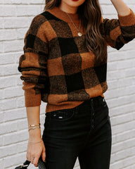 Kalen Gingham Knit Sweater - Camel Ins Street