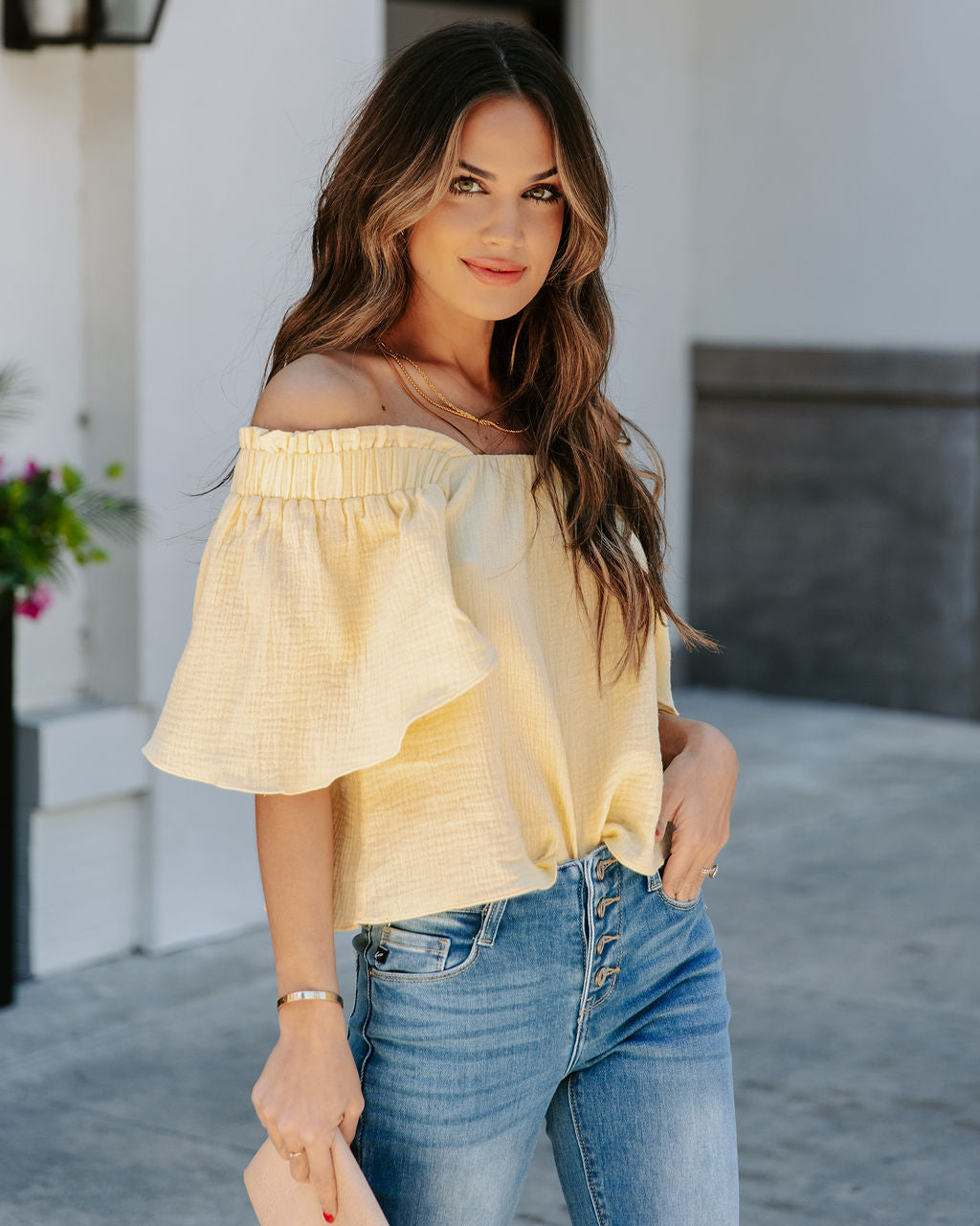 Ariana Cotton Square Neck Top - Lemon InsStreet