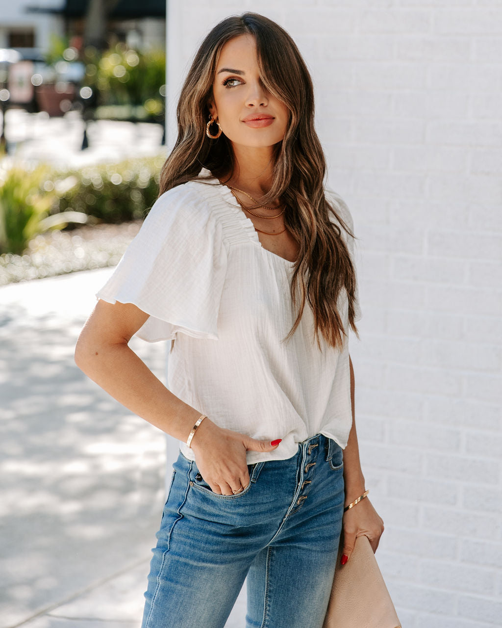 Ariana Cotton Square Neck Top - Off White InsStreet