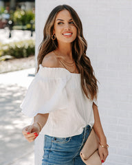 Ariana Cotton Square Neck Top - Off White InsStreet