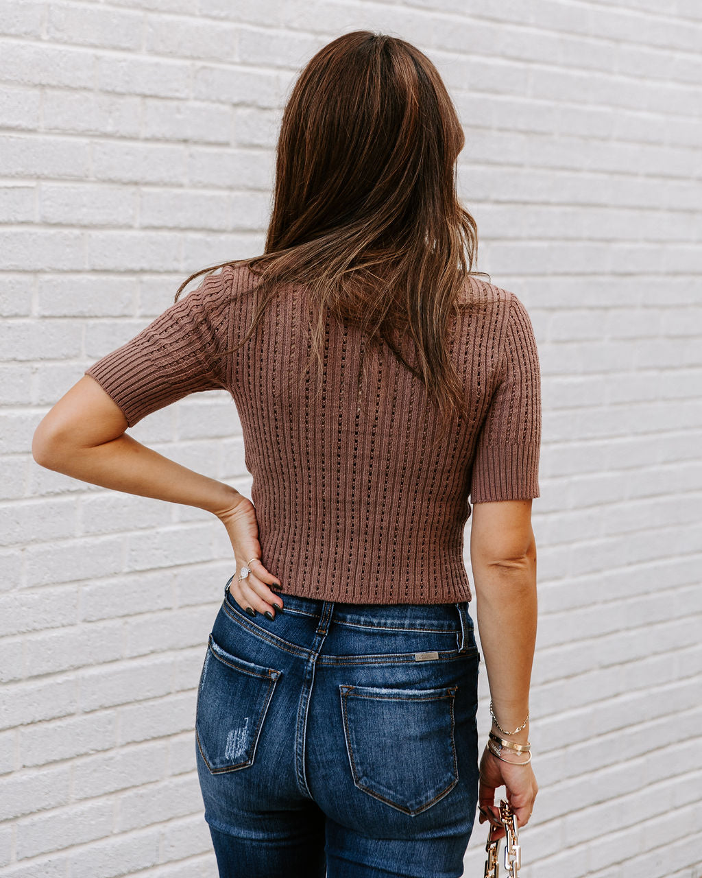 Ashtyn Cotton Blend Crop Turtleneck Top - Mocha InsStreet