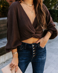 Katia Twist Front Crop Sweater - Dark Mocha - FINAL SALE Ins Street