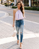 Opal Satin Halter Bodysuit - Lavender Ins Street