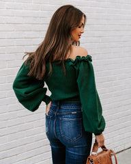 Kodi Ribbed Puff Sleeve Knit Sweater - Green Ins Street