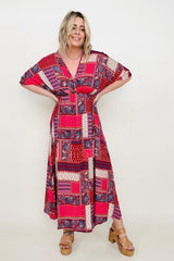 Paisley Patchwork Multicolor A-Line Maxi Dress Kiwidrop