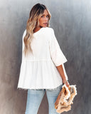 Elay Cotton Henley Babydoll Top - Off White Ins Street