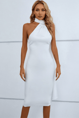 Enya High Neck Drape Bandage Dress Ins Street