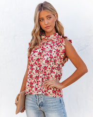 Element Of Truth Sleeveless Floral Ruffle Blouse Ins Street