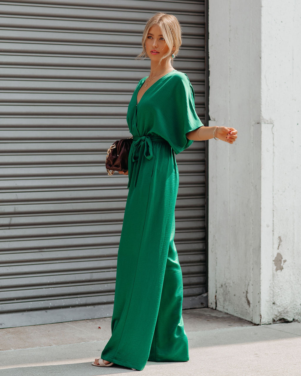 Empowered Satin Pocketed Jumpsuit - Green - FINAL SALE Ins Street