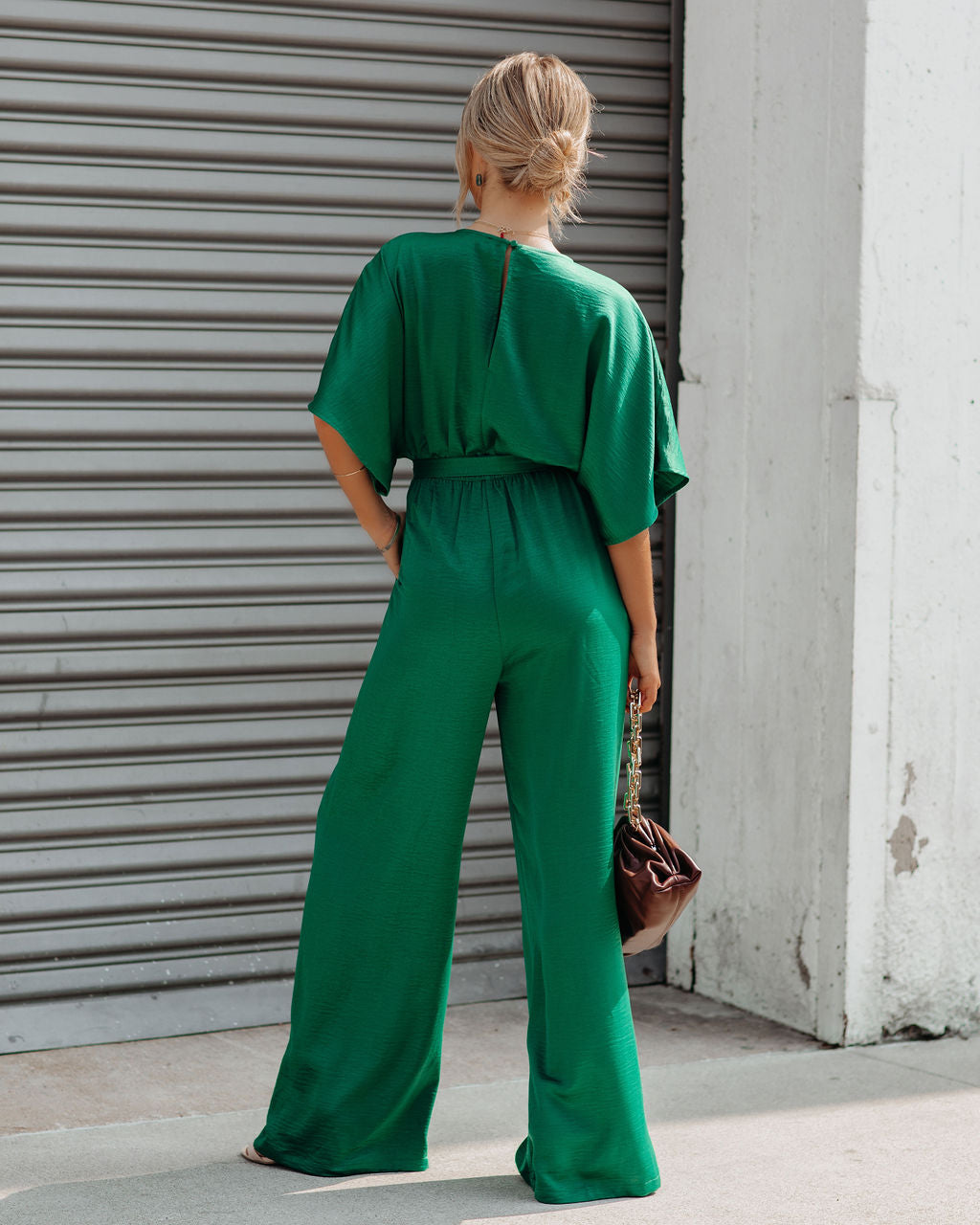 Empowered Satin Pocketed Jumpsuit - Green - FINAL SALE Ins Street