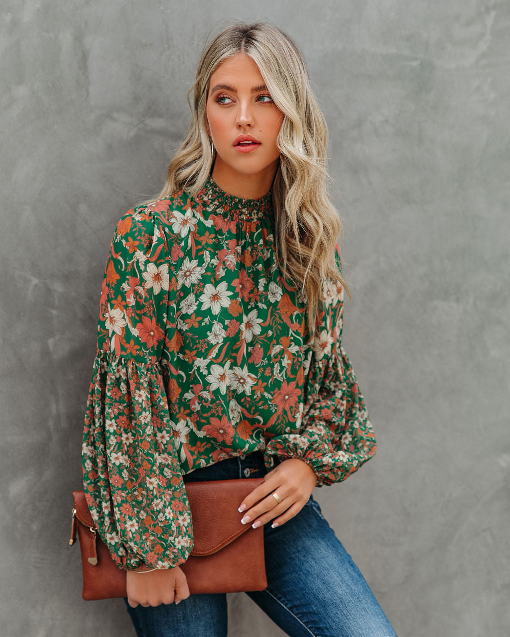 Evander Floral Balloon Sleeve Blouse Ins Street