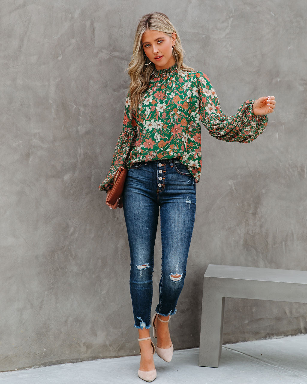 Evander Floral Balloon Sleeve Blouse Ins Street