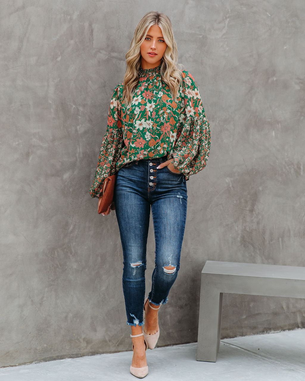 Evander Floral Balloon Sleeve Blouse Ins Street