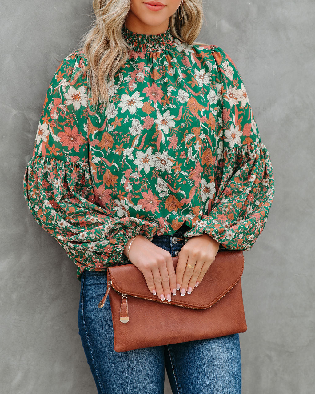 Evander Floral Balloon Sleeve Blouse Ins Street