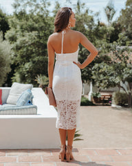 Exclusive Event Halter Lace Midi Dress - White - FINAL SALE Ins Street