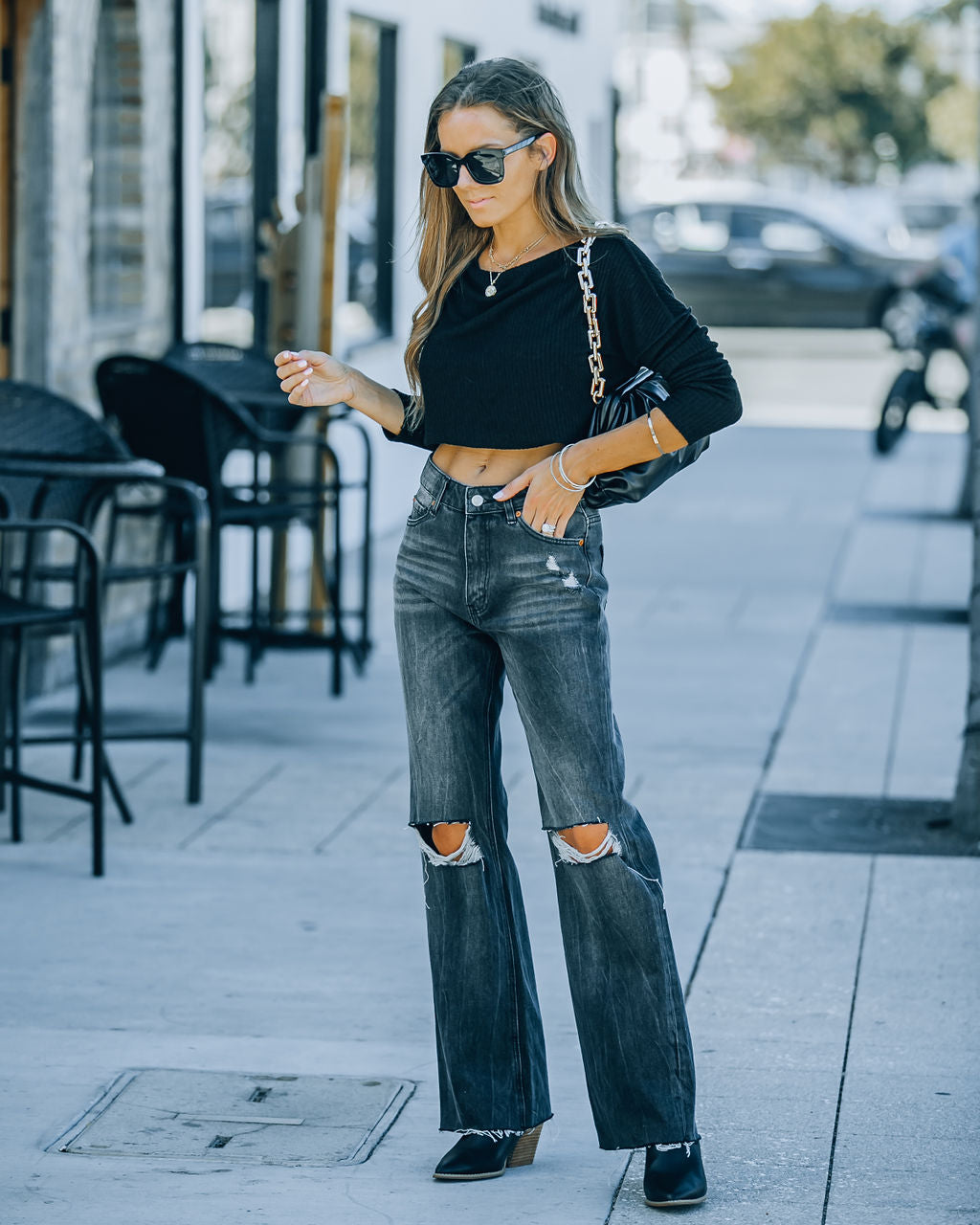 Lawrence High Rise Relaxed Flare Denim Ins Street