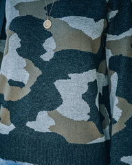 Sawyer Distressed Camo Knit Sweater Ins Street