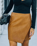 Sindy Faux Leather Mini Skirt - Camel Ins Street