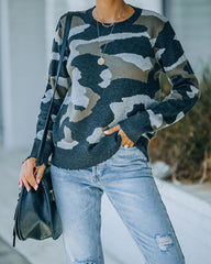 Sawyer Distressed Camo Knit Sweater Ins Street